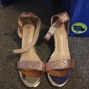 One inch rose gold heels